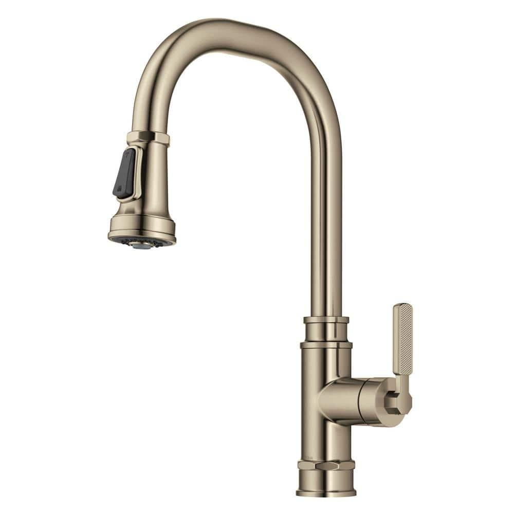 Allyn Transitional Industrial Pull-Down Single Handle Kitchen Faucet