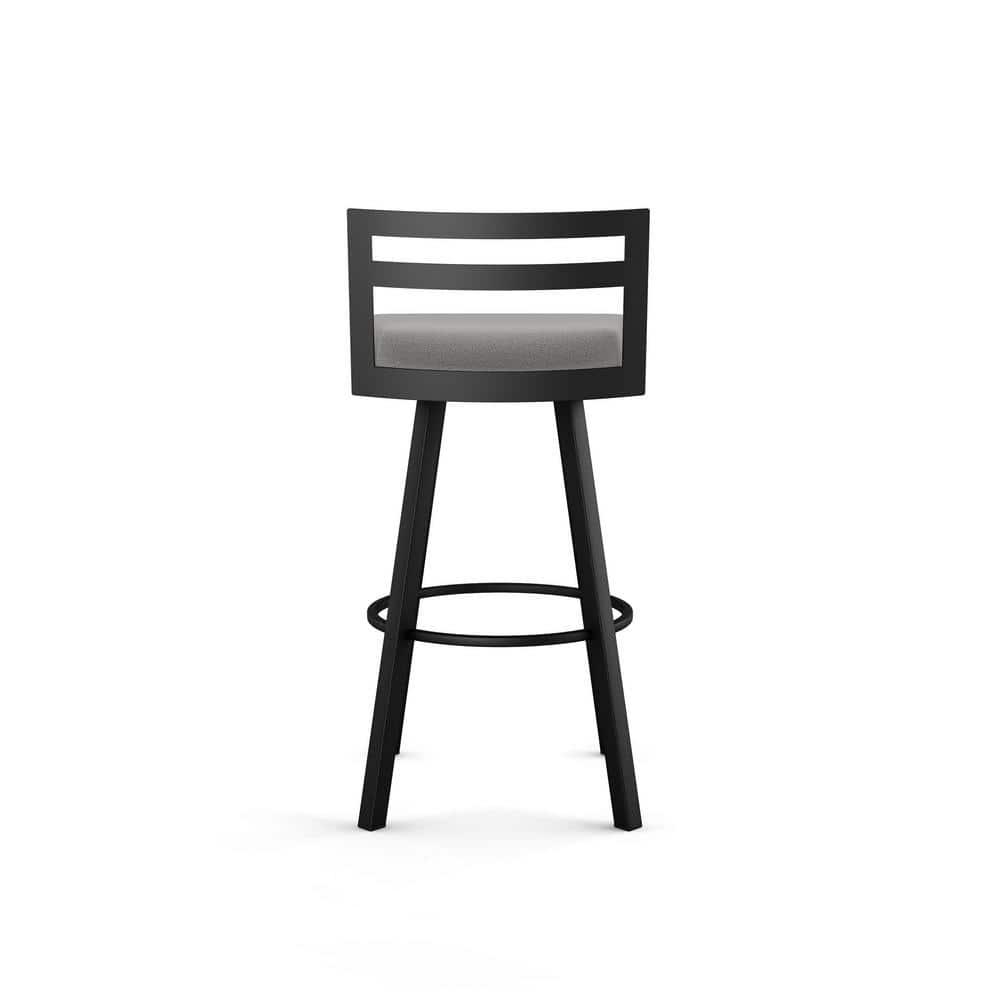 Amisco Derek 30 In. Swivel Bar Stool - Grey Polyester / Black Metal