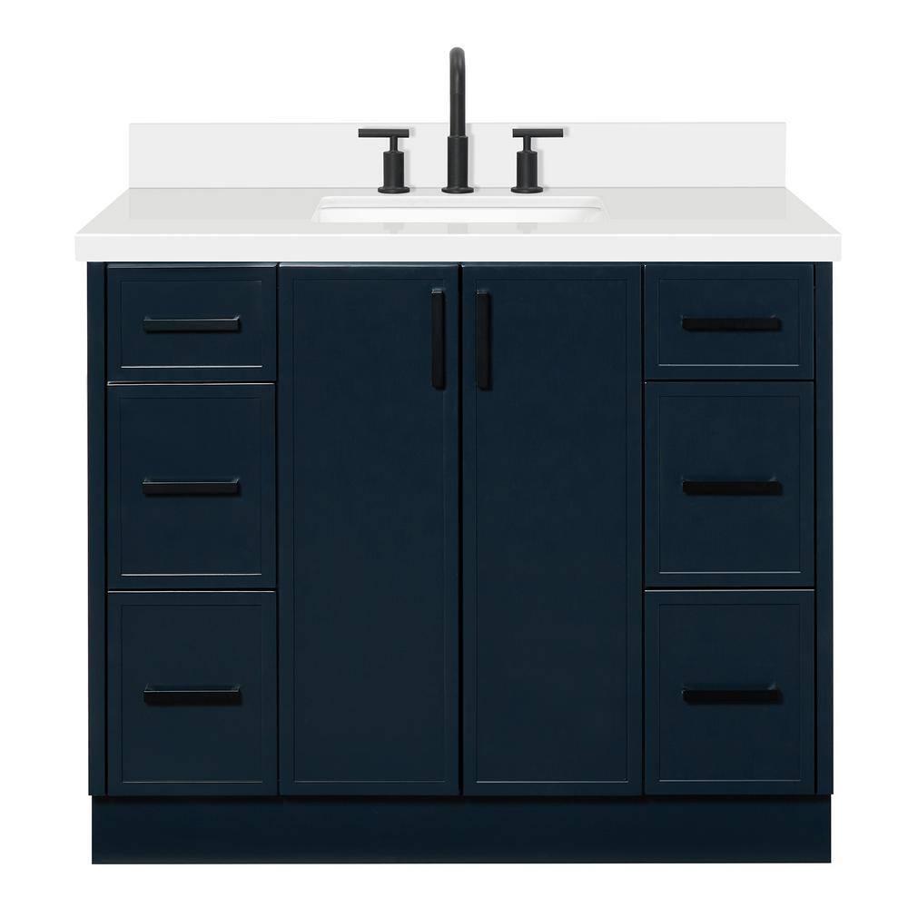 Ariel Kelly 43 Inch Single Rectangular Sink Bathroom Vanity With Quartz Countertop