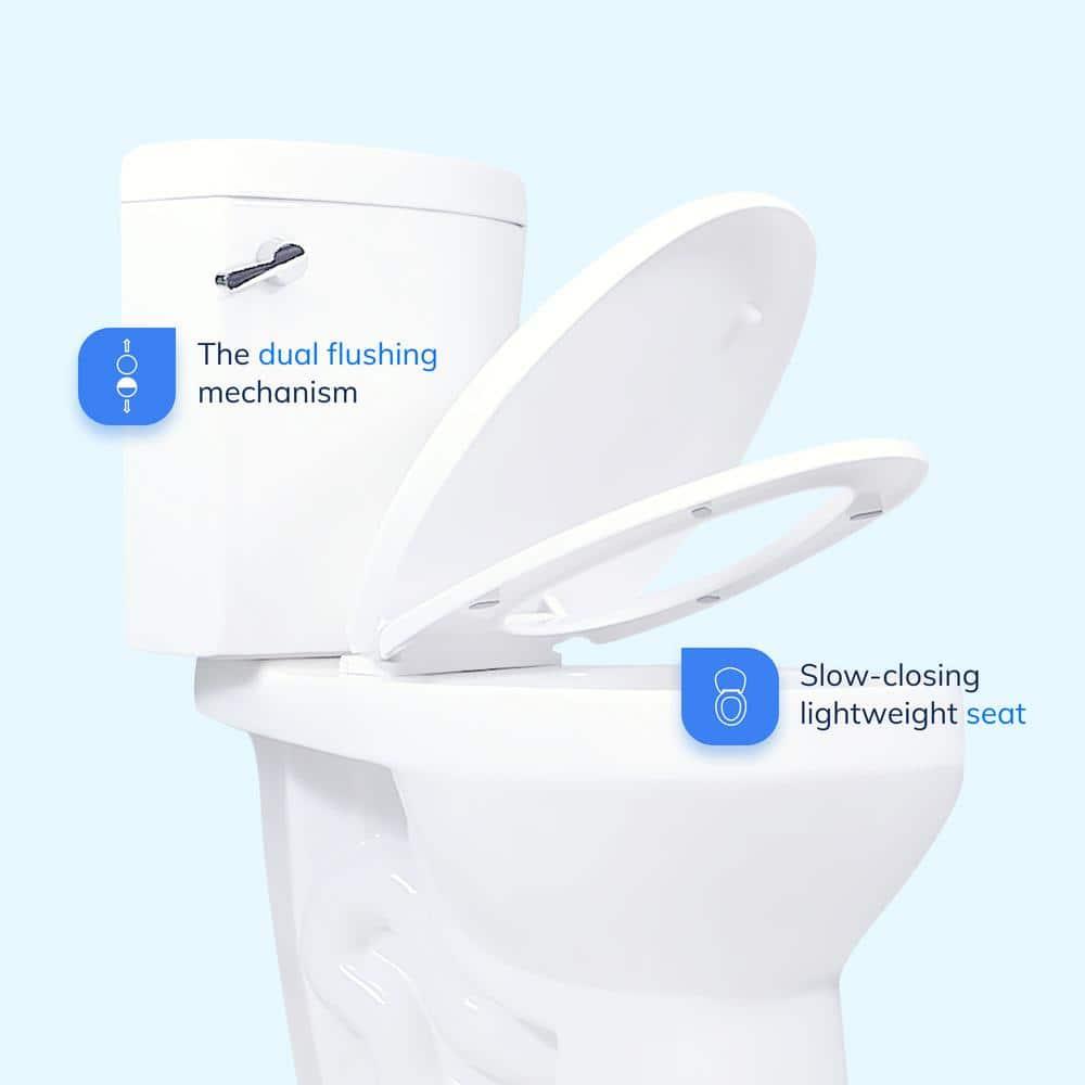 2-Piece 1.28/.09 GPF Dual Flush Elongated 20 in. Extra Tall Toilet in White, Seat Included