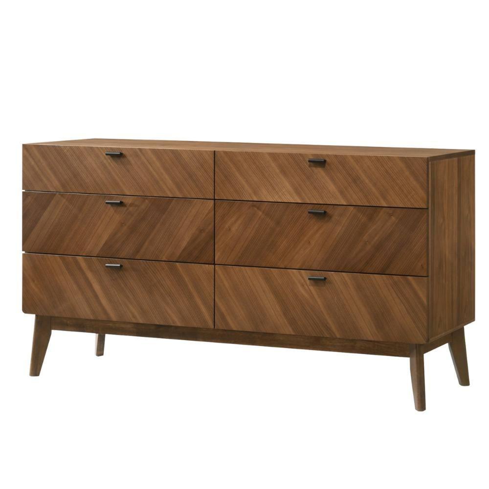 Benjara BM301756 55 in. Nova Rem Wide Dresser with 6 Drawers, Brown & Black