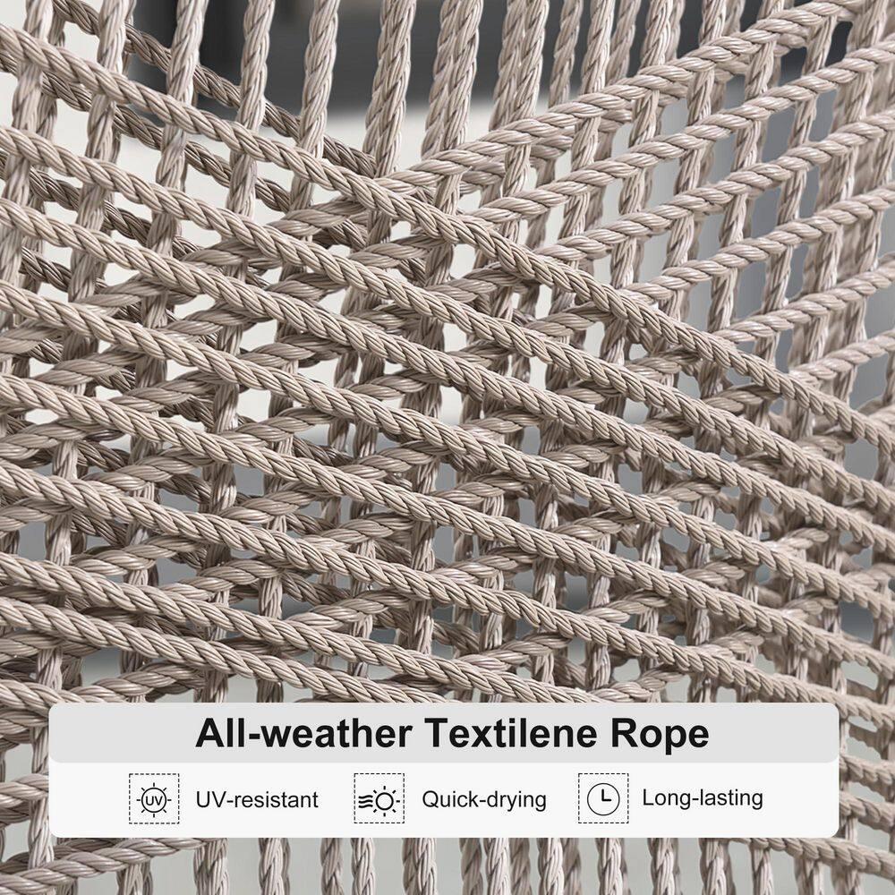 PURPLE LEAF 7 Pieces Patio Dining Set Aluminum Rectangular Table and Wicker Chairs with Cushions for Kitchen Porch Garden Modern Outdoor Furniture Sets, Beige and Dark Grey