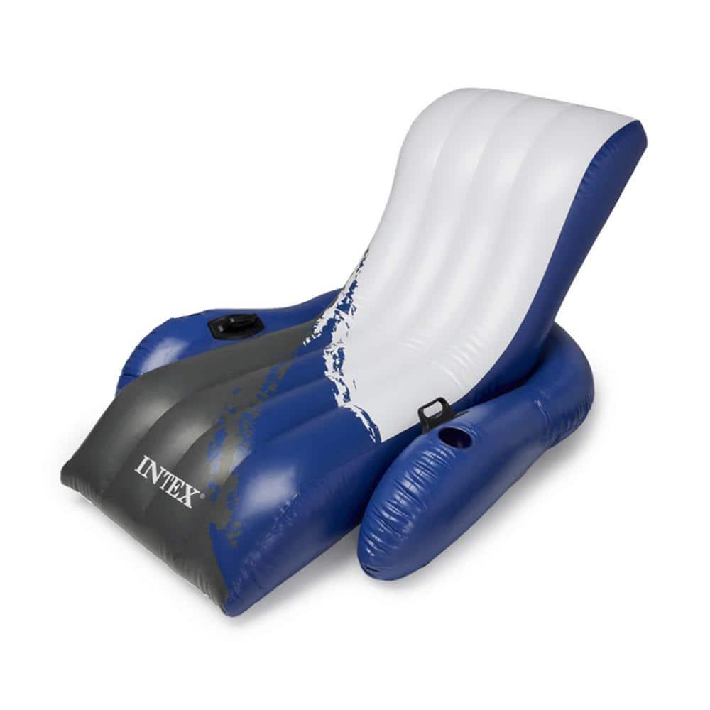 Intex Inflatable Floating Pool Recliner Chair with Cup Holders Large Outdoor
