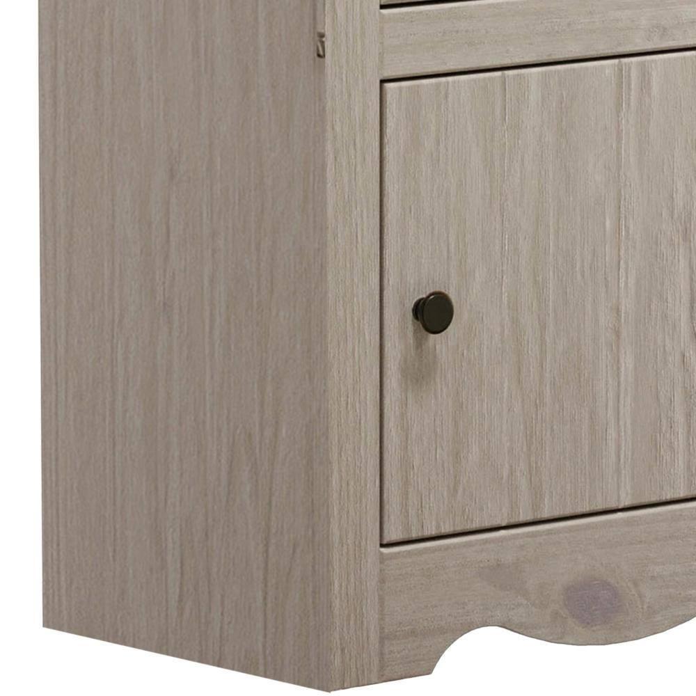 Stav White Solid Wood 1 Drawer Nightstand with Bronze Knobs
