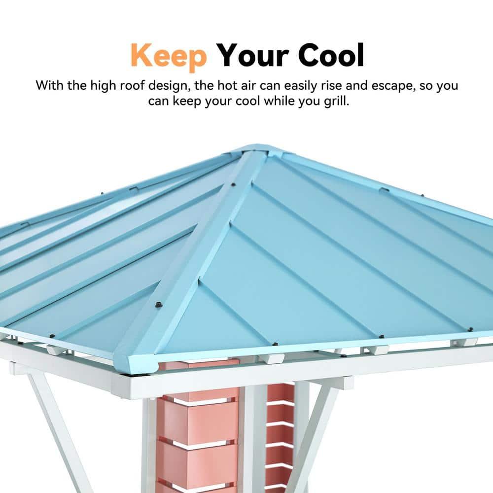 Ocean Blue and Pink Steel Square Gazebo Pavilion