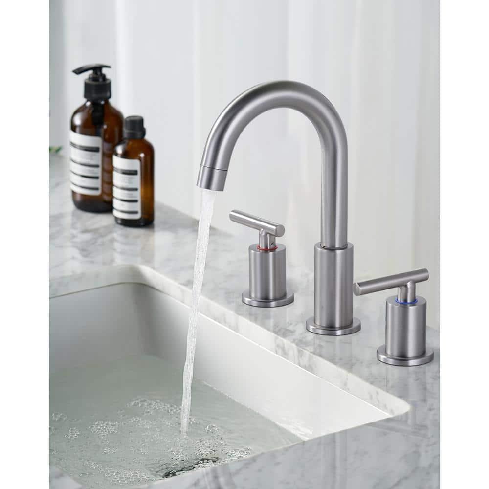 WOWOW 2325200 Widespread Bathroom Faucet 2-handle Bathroom Sink Faucet with Drain Assembly