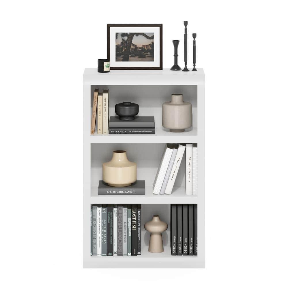 Furinno Rail 3-Tier Open Shelf Bookcase, White
