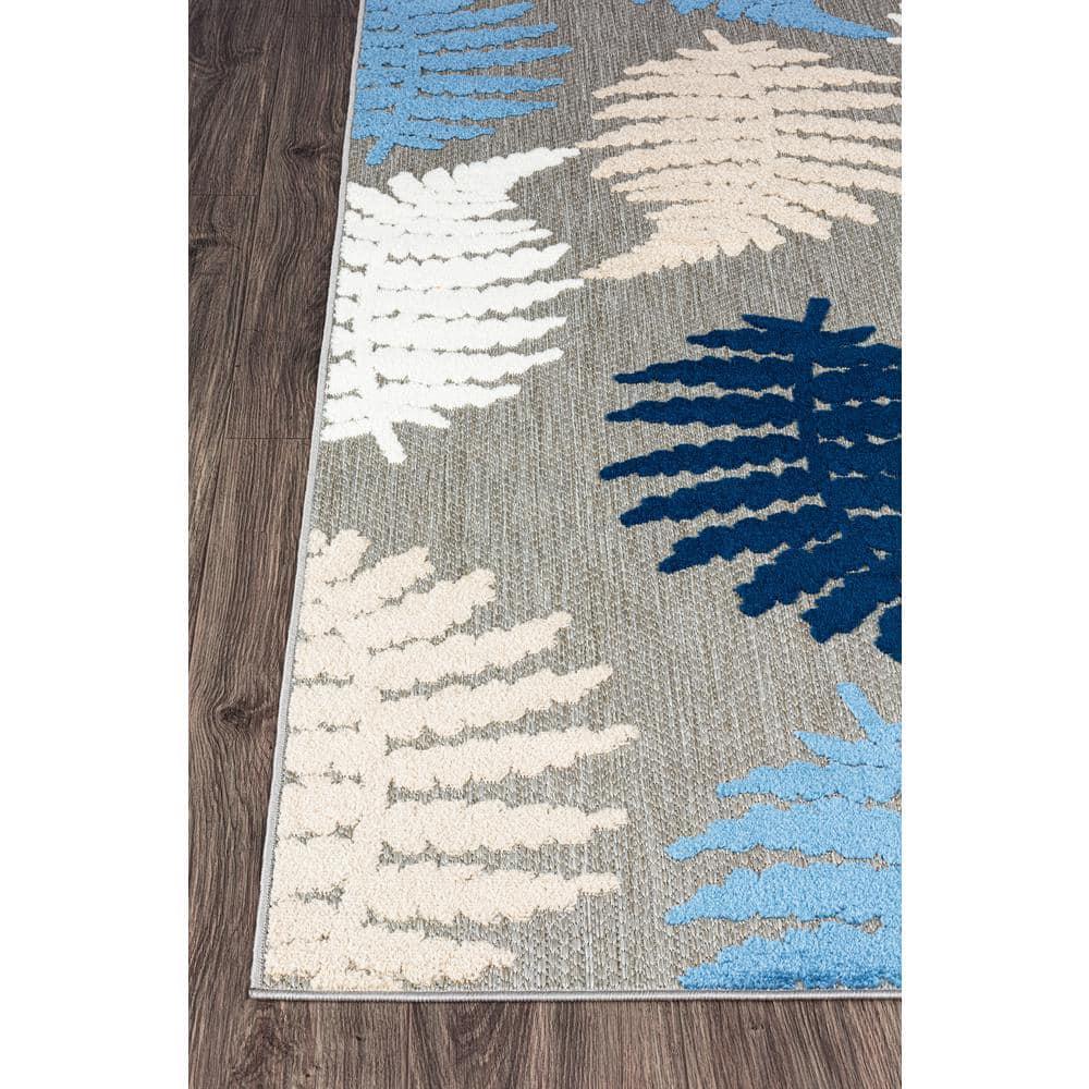 World Rug Gallery Seville Floral Leaves Indoor/Outdoor Area Rug - Blue 7'10" x 10'