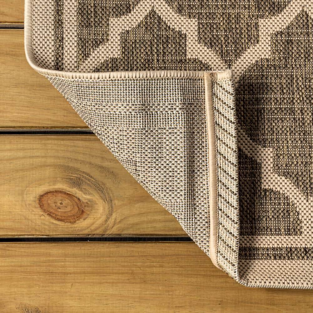 4'x6' Trebol Moroccan Trellis Textured Weave Indoor/Outdoor Area Rug, Brown/Beige - JONATHAN Y