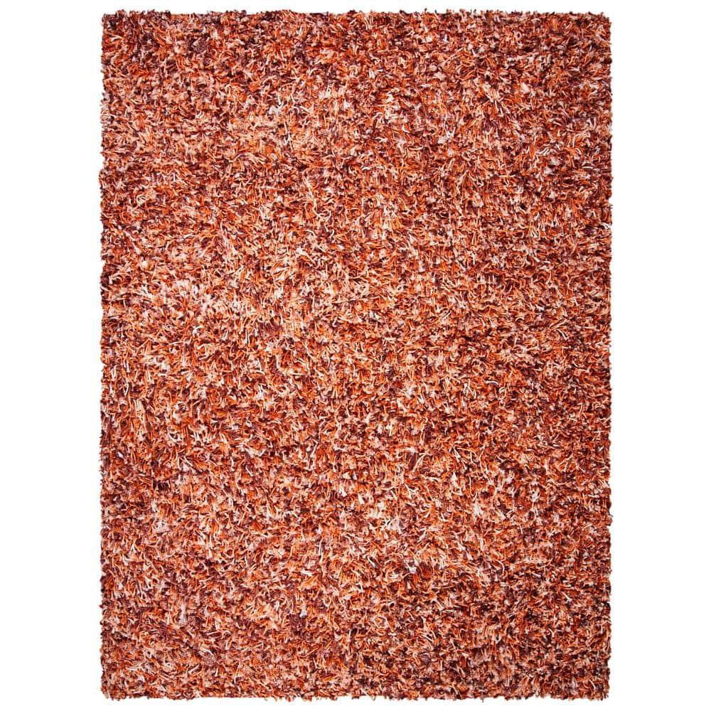 Rio Shag SG960 Hand Loomed Indoor Area Rug - Rust/Ivory - 8'x10' - Safavieh