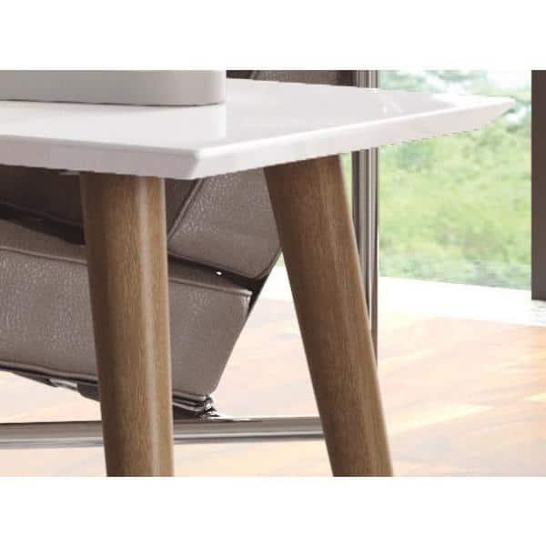 11.81" Utopia High Gloss White Coffee Table with Splayed Legs - Manhattan Comfort: Mid-Century Modern Design