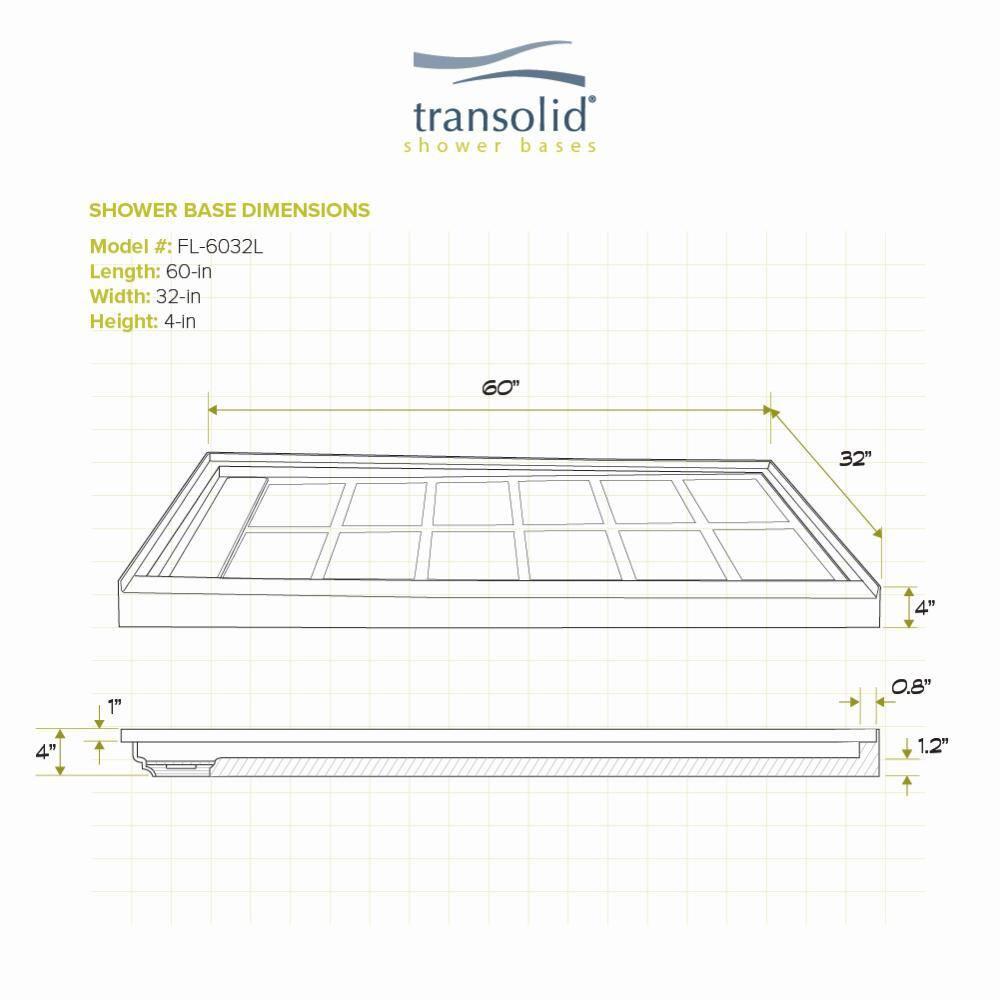 Linear 32 in. x 60 in. Single Threshold Shower Base in White