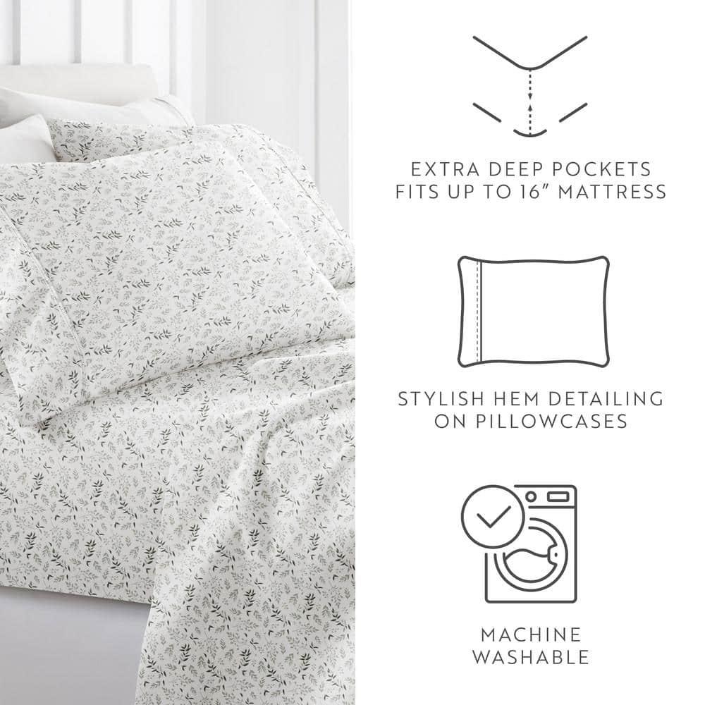 4 Piece Sheet Set Patterned Microfiber Ultra Soft Bedding in Floral Dream