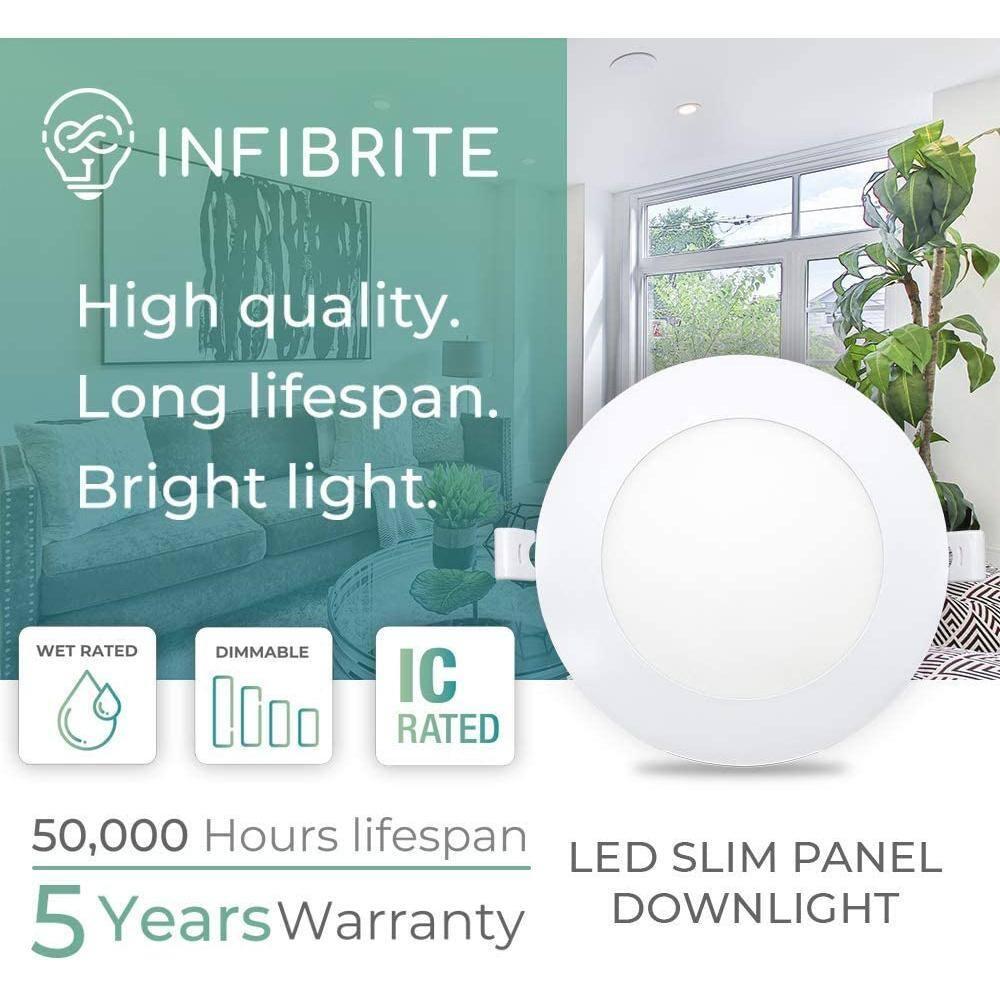 Infibrite IB-002-1-12W-HLW-24PK 6'' Tunable Color Temperature Dimmable Air-Tight IC Rated LED Canless Recessed Lighting Kit (Set of 24)