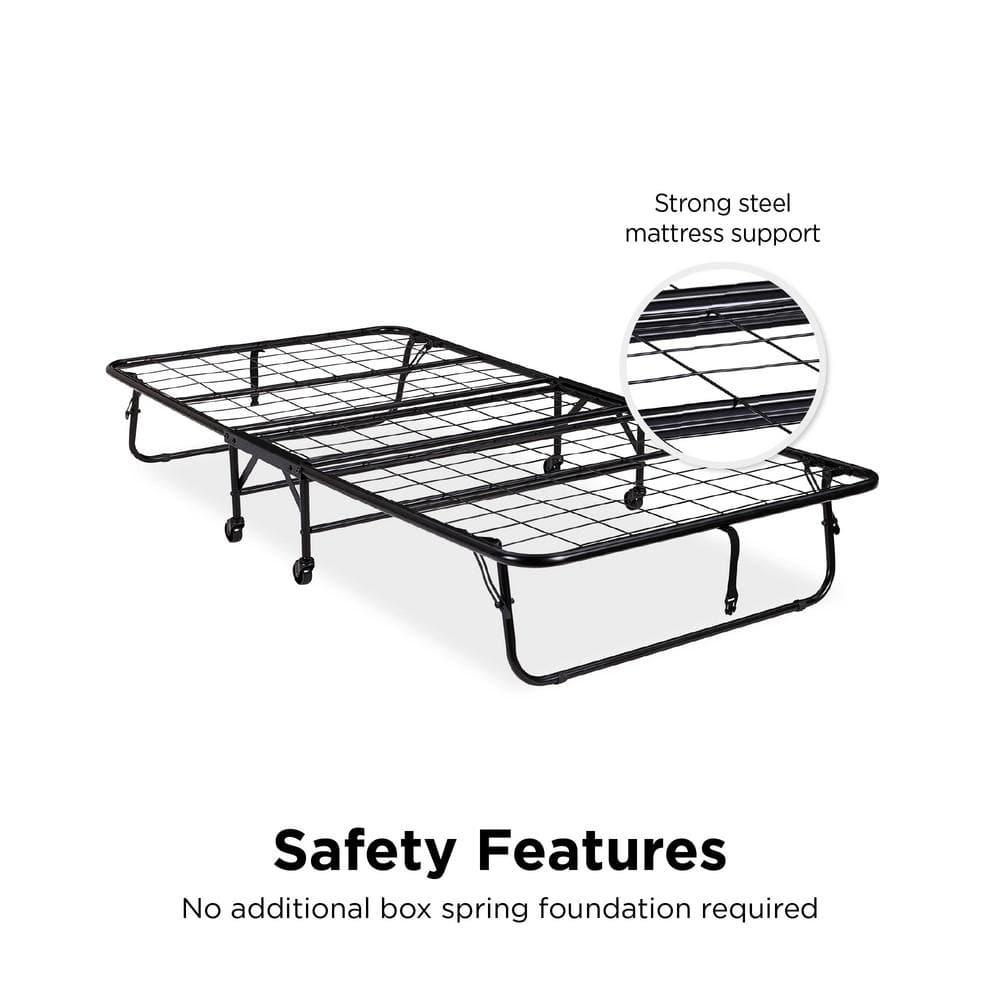 Twin Black Metal Frame Folding Guest Bed with Mattress