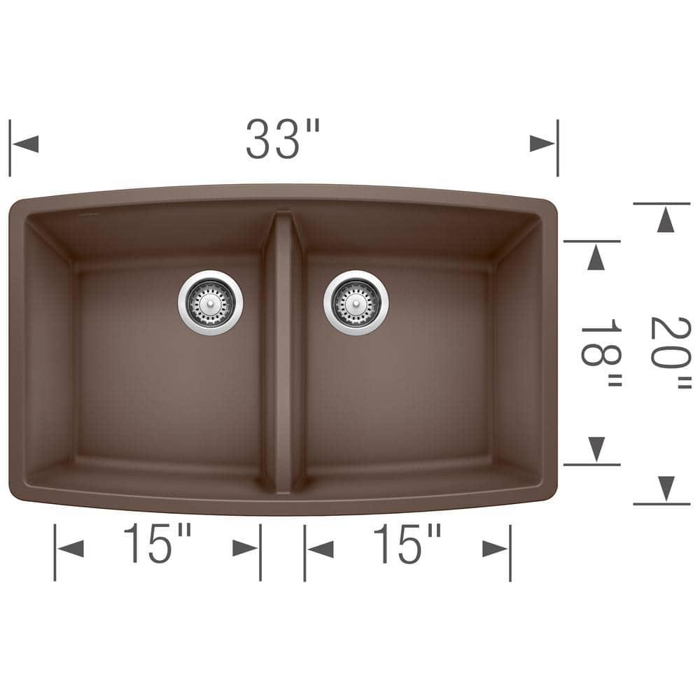 Performa SILGRANIT 33" L x 19" W Double Bowl Undermount Kitchen Sink