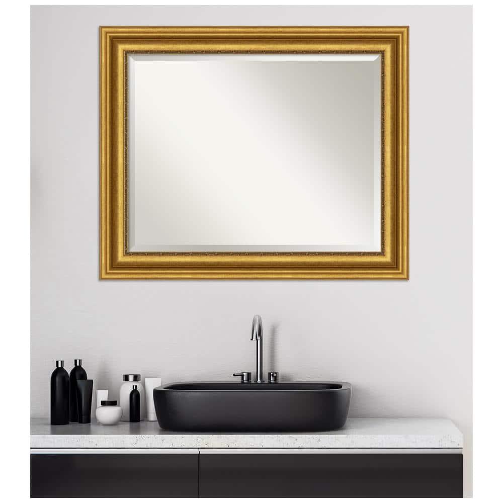 Parlor Gold Rectangular Beveled Bathroom Vanity Mirror