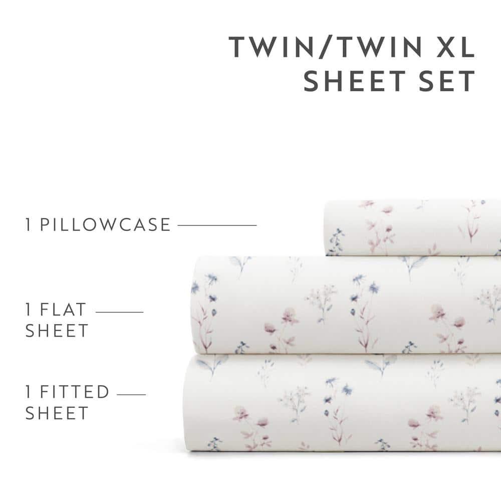 4 Piece Sheet Set Patterned Microfiber Ultra Soft Bedding in Floral Dream