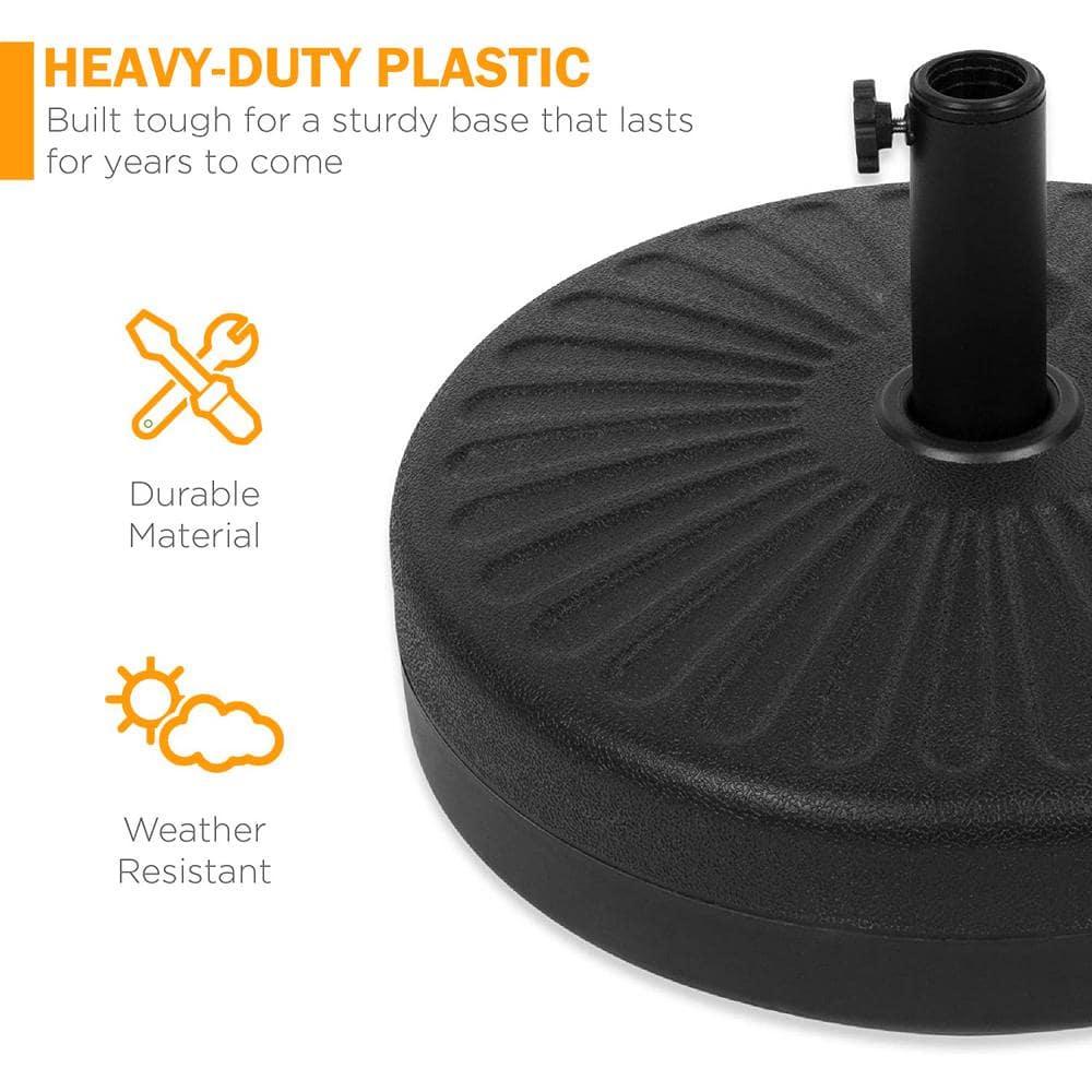 Costway 20'' Round 23L Water Filled Umbrella Base Stand Self-filled Patio Furniture Black