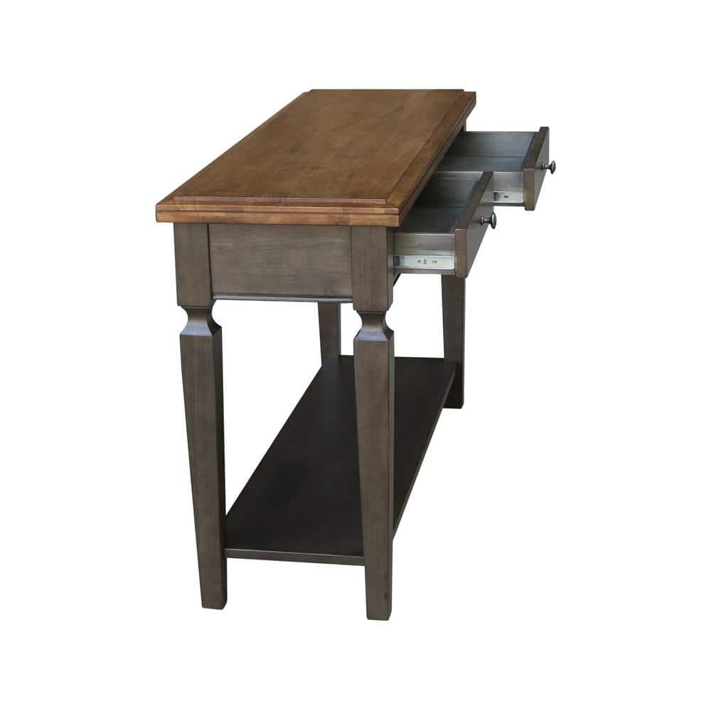 Vista Solid Wood Console/Sofa Table in Hickory/Washed Coal