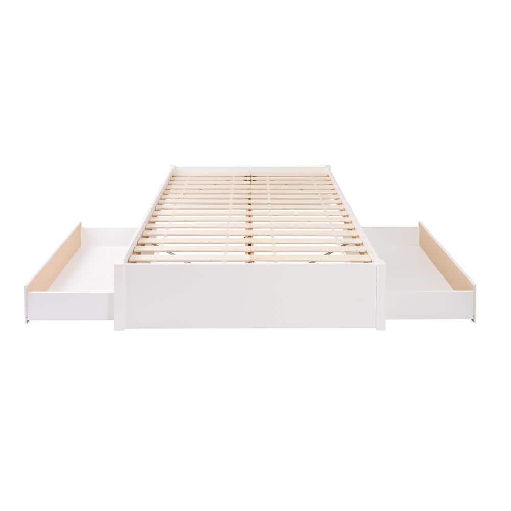 Queen Select 4 - Post Platform Bed with 2 Drawers White - Prepac
