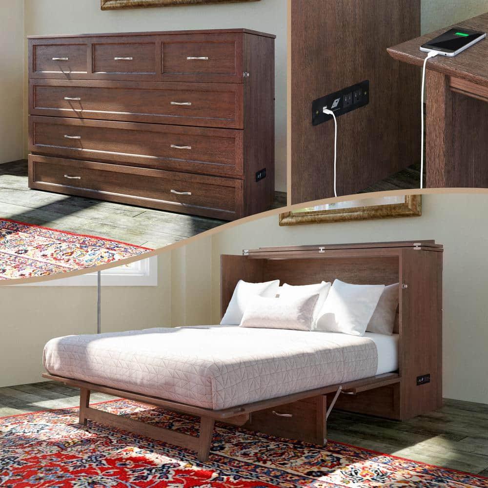 Queen Deerfield Murphy Bed Chest with Charging Station - AFI Atlantic Furniture