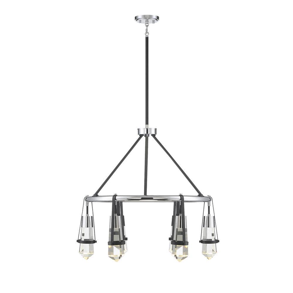 Matte Black with Polished Chrome Accents LED Chandelier from the Denali Collection
