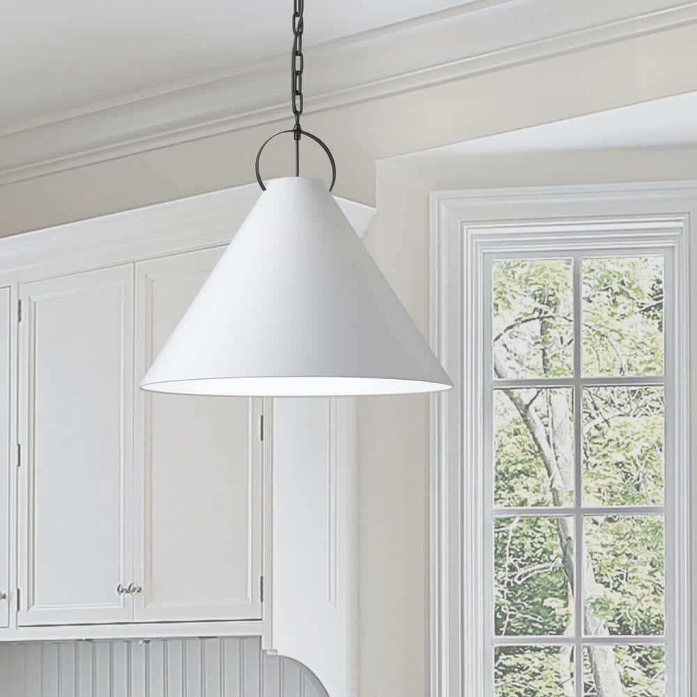 Dainolite PCN-241P-MB-790 1 Light Incandescent Pendant, Matte Black with White Shade