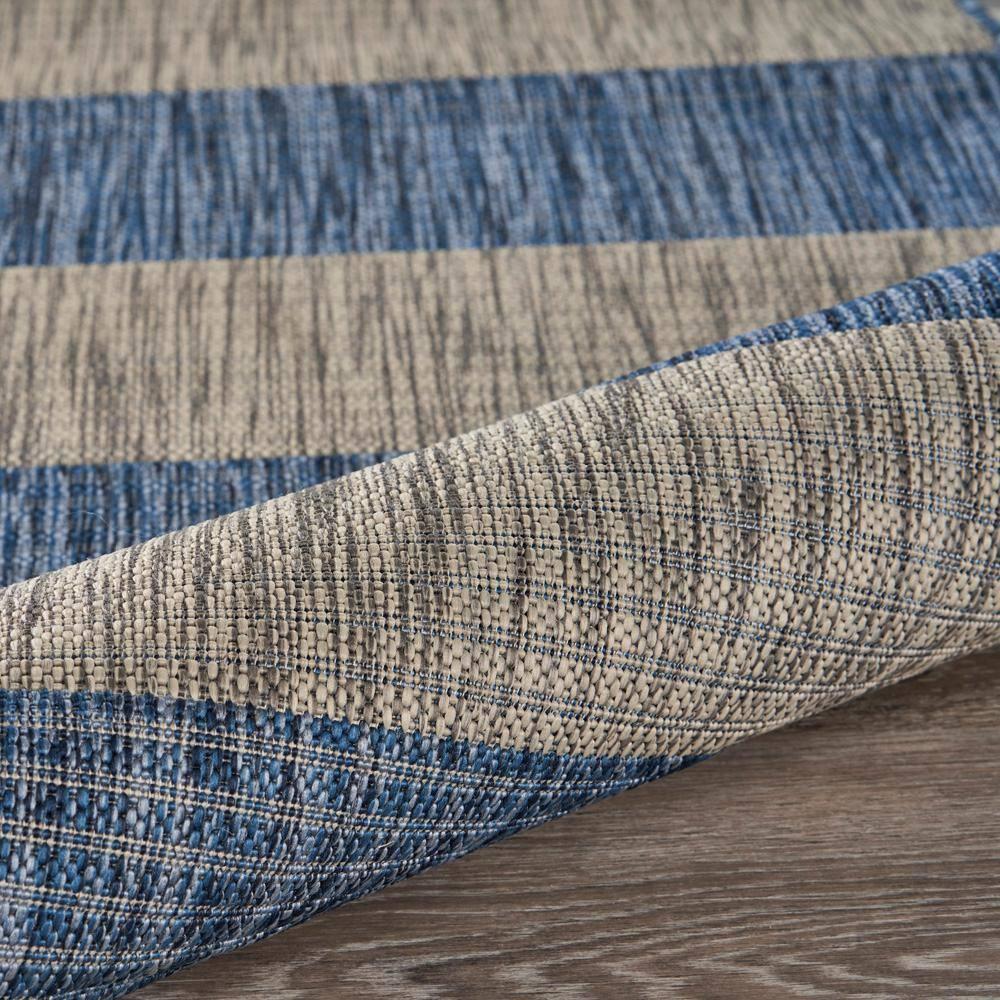 LR Home Camila 7'9" x 9'9", Gray/Blue Stripe Fade, Stain, and Moisture Resistant Indoor/Outdoor Area Rug