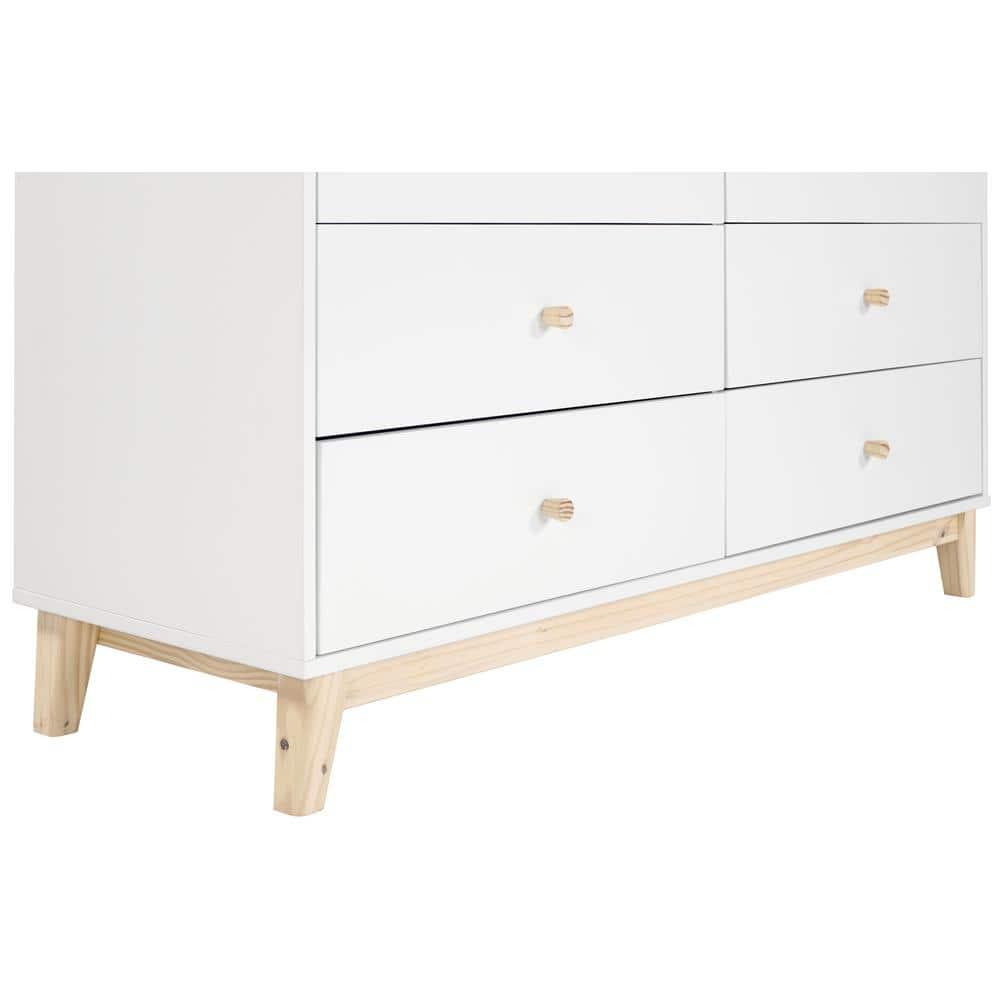 Alaterre Furniture MOD 60 in. Wood 6-Drawer Double Dresser, White, Bedroom Storage Furniture, Metal Drawers Glides, Wooden Drawer Knobs, Kids or Adults Rooms