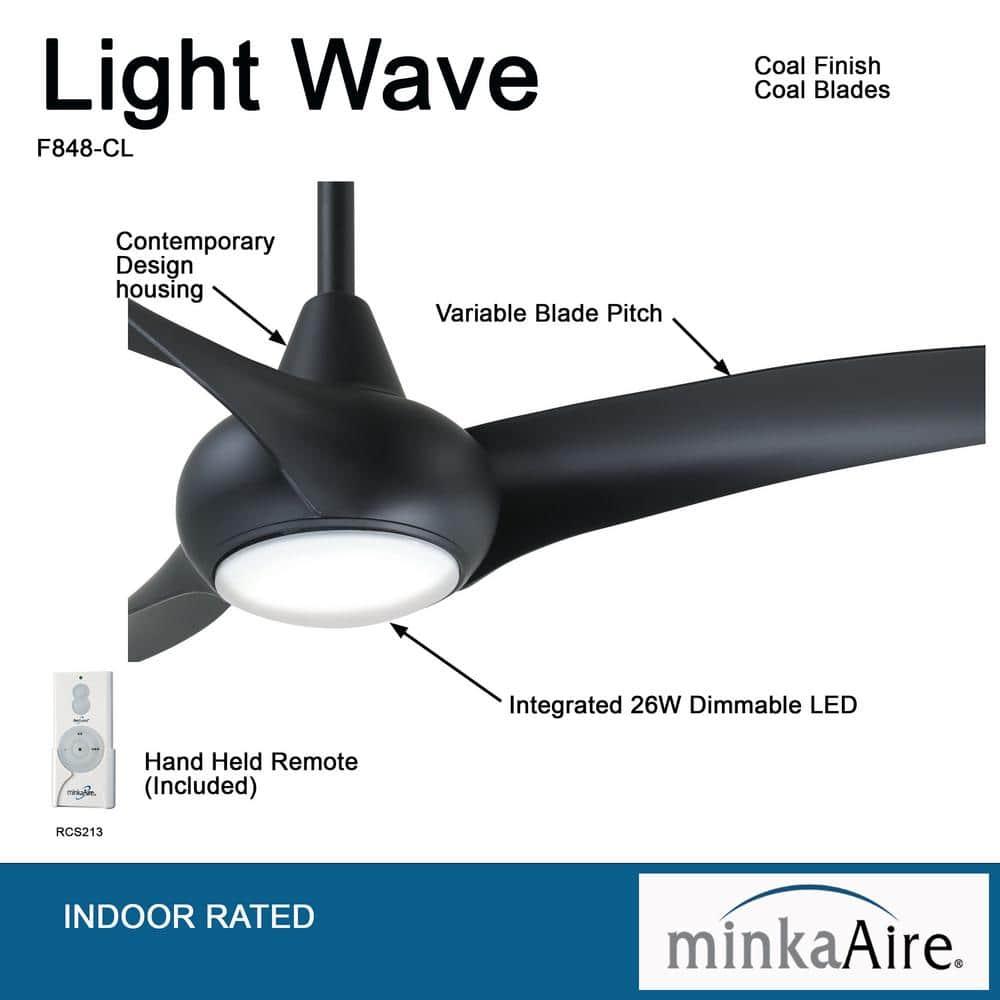 65" Minka Aire Modern Indoor Ceiling Fan LED Light Remote Control Coal for Living Room Kitchen Bedroom Family Dining House Office