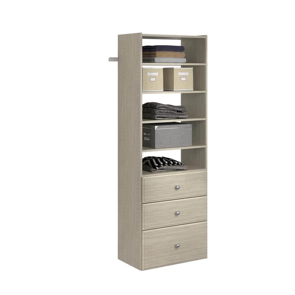 Easy Track Premium Tower Closet Organizer with Shelves & Drawers, Weathered Grey