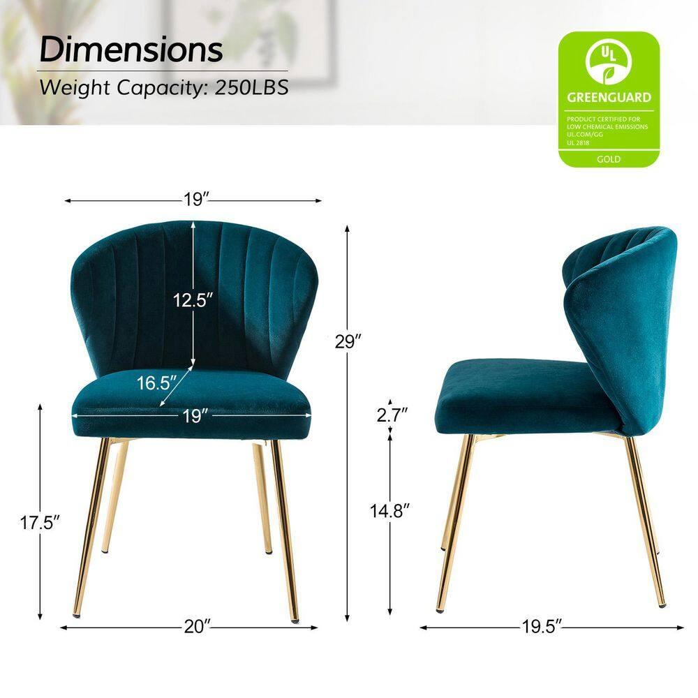 Modern Velvet Accent Chair Upholstered Small Vanity Chair Bedroom Living Room Teal