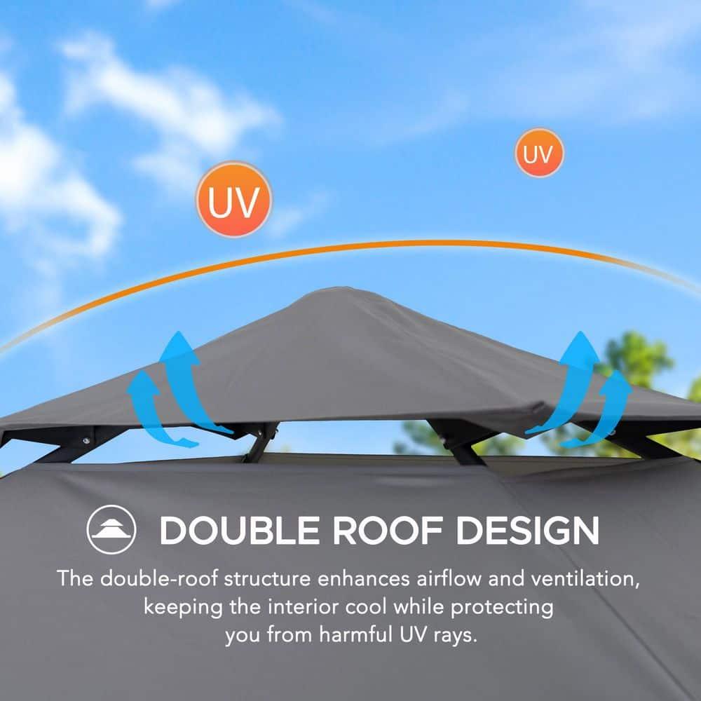 SUNJOY 8' x 5'  Pop up Grill Gazebo Double Tiered Outdoor Gazebo Standing-Height Canopy with Magnetic LED Light, Adjustable Ceiling Height, for BBQ,Picnics, Outdoor Events & Reviews | Wayfair