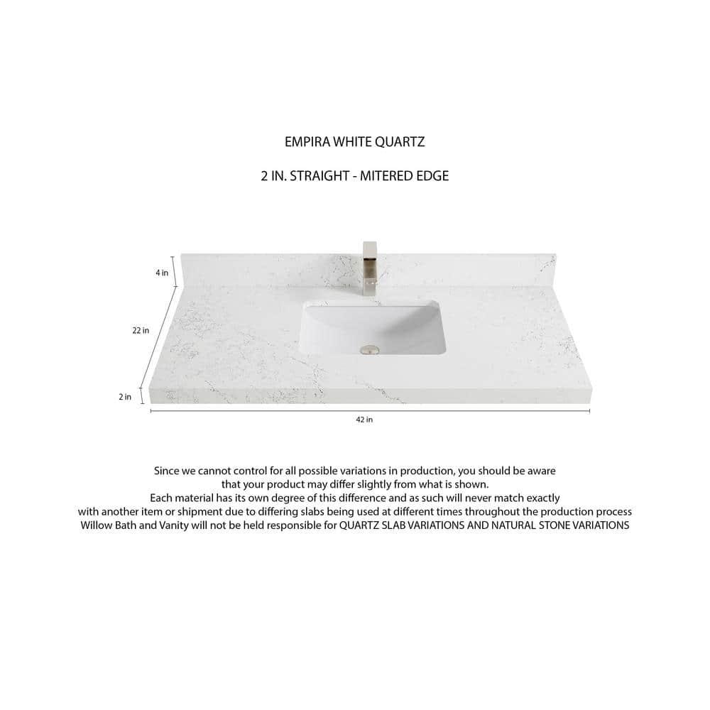 Willow Collections Aberdeen 42'' Single Bathroom Vanity with Quartz Top