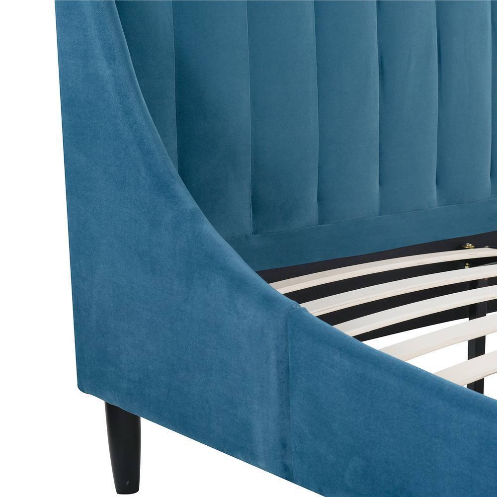 Sandy Wilson Home Aspen Tufted Headboard Platform Bed Queen Satin Teal Velvet