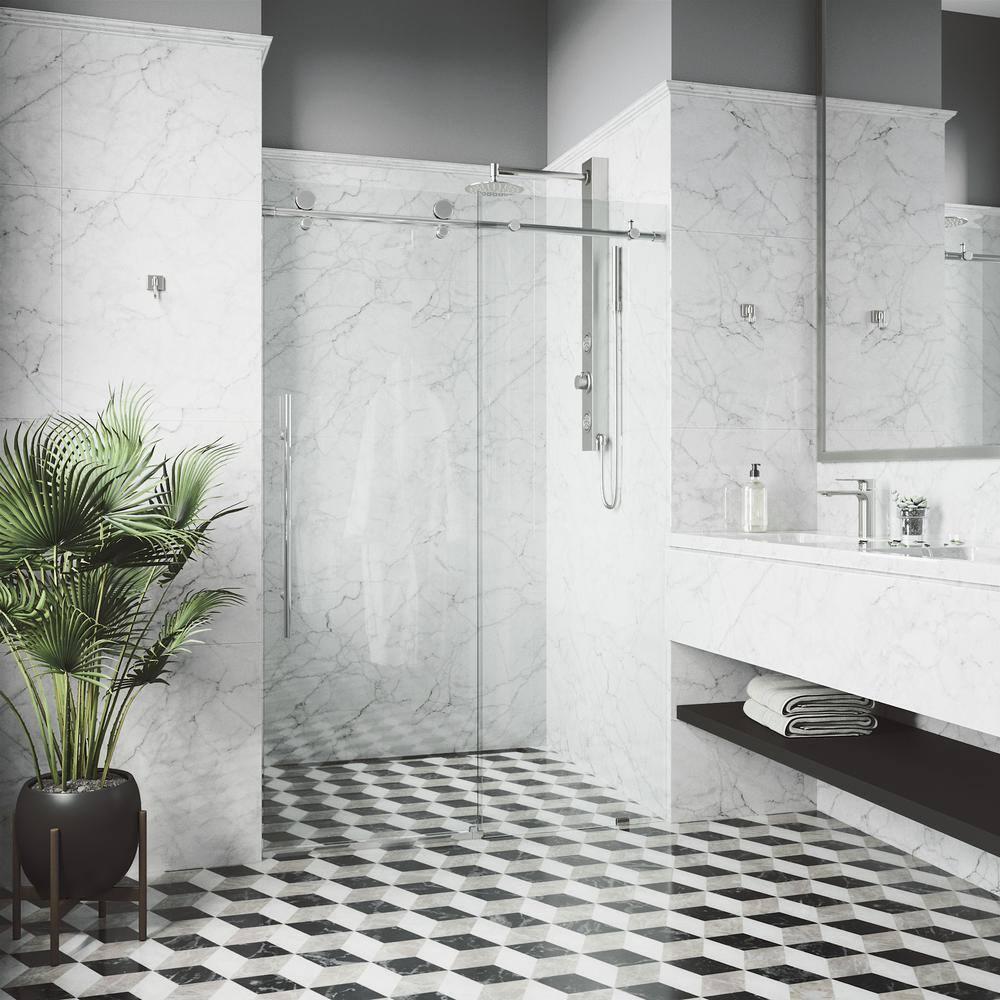 Elan E-Class 44-48" W x 76" H Sliding Frameless Shower Door with 3/8" Clear Glass
