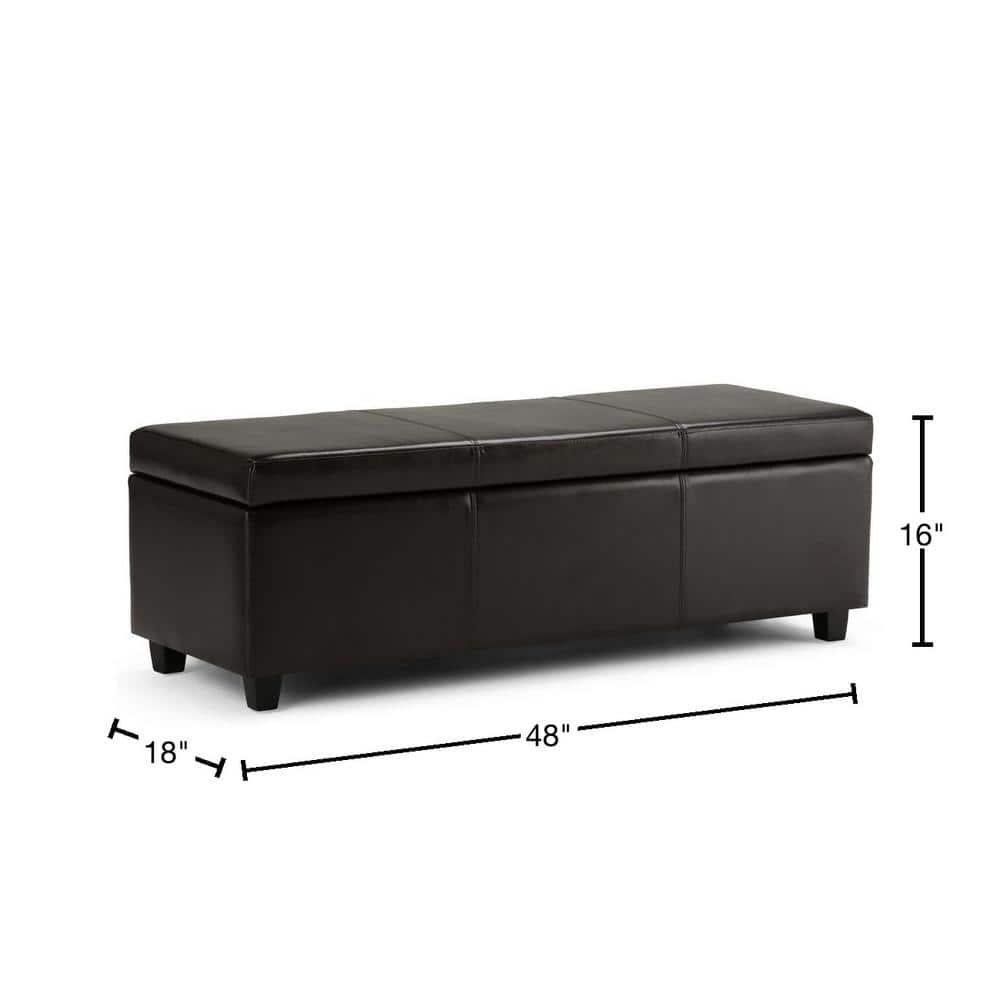Simpli Home Avalon Faux Leather Storage Bench in Tanners Brown