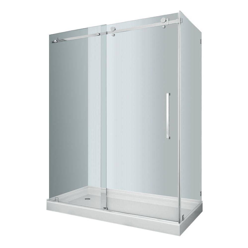 Aston Moselle 44" x 77.5" Rectangular Sliding Shower Enclosure with Base SEN976-TR-CH-48-10-L