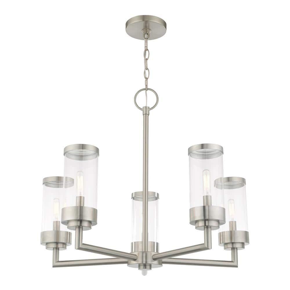 Taylen 5 - Light Stainless Steel Cylinder Chandelier