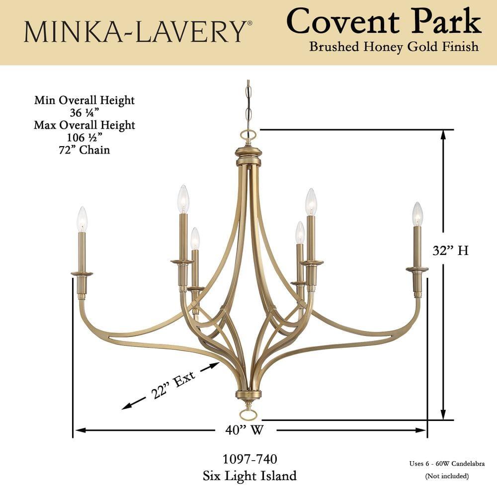 Minka Lavery Brushed Honey Gold Chandelier 40" Wide Modern 6-Light Fixture for Dining Room House Foyer Kitchen Entryway Bedroom