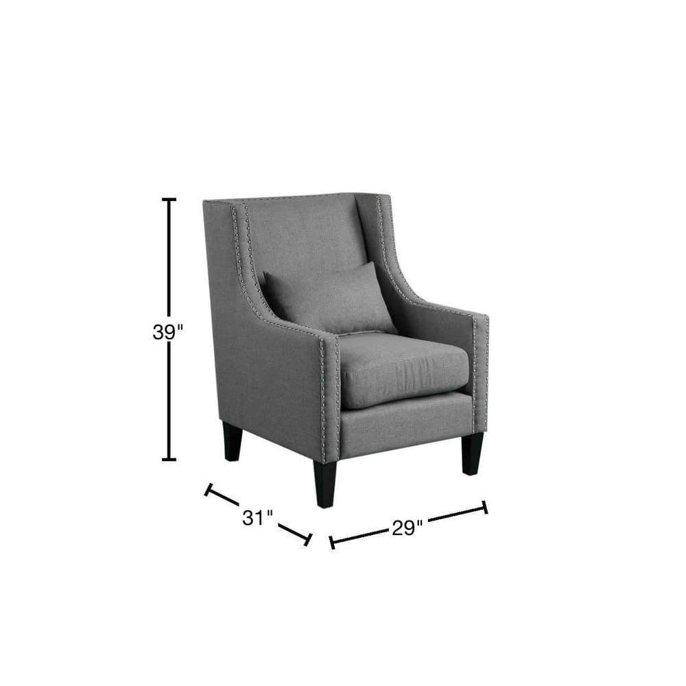 Best Master Furniture Glenn 20" Transitional Fabric Arm Chair in Dark Gray