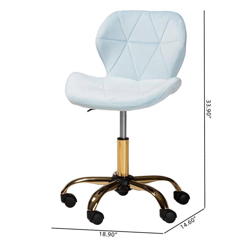 Baxton Studio Savara Contemporary Glam and Luxe Aqua Velvet Fabric and Gold Metal Swivel Office Chair
