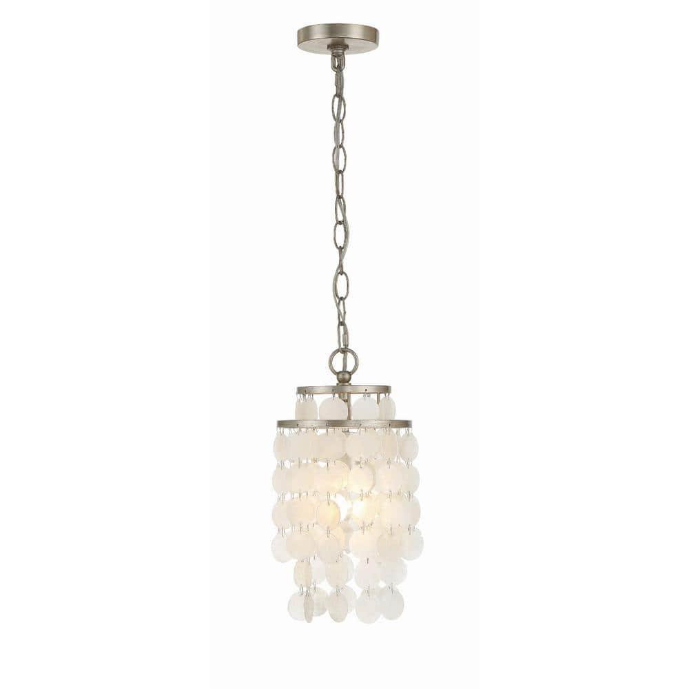 Crystorama Brielle 1 Light Antique Silver Mini Chandelier - 7'' W x 14.5'' H