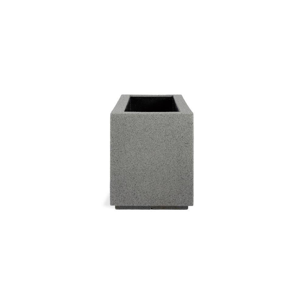 PolyStone Milan Tall Modern Outdoor/Indoor Rectangular Trough Planter, 46" L X 17" W X 19" H, Lightweight, Heavy Duty, Weather Resistant, Polymer Finish, Commercial and Residential (Gray Granite)
