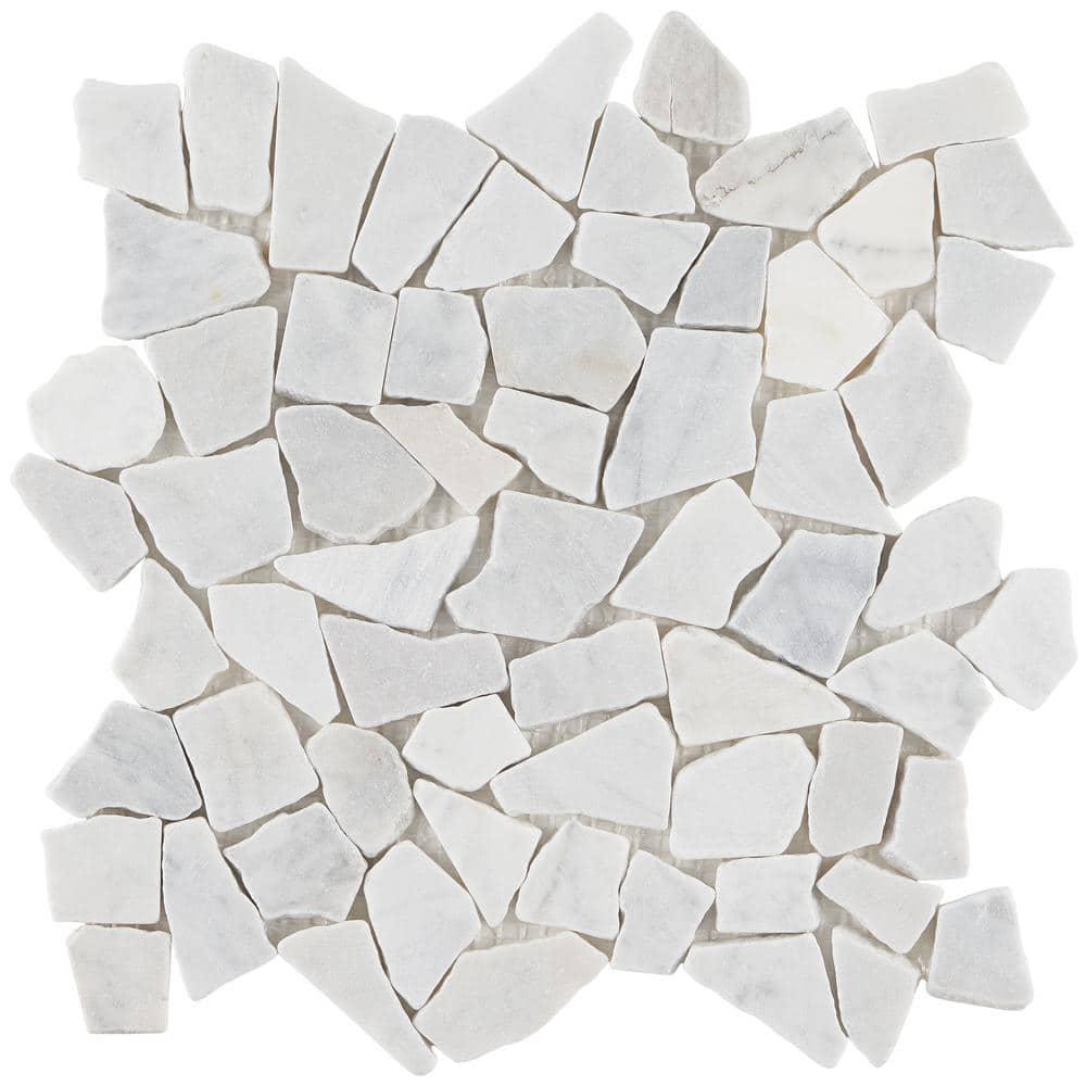 Countryside Carrara Tumbled 11.81 in. x 11.81 in. Natural Marble Floor and Wall Mosaic Tile