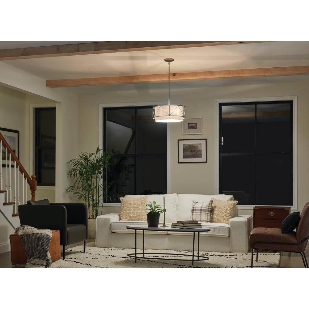 52075SN-Kichler Lighting-Birkleigh - 3 Light Convertible Semi-Flush Mount In Art Deco Style-9.5 Inches Tall-Satin Nickel Finish