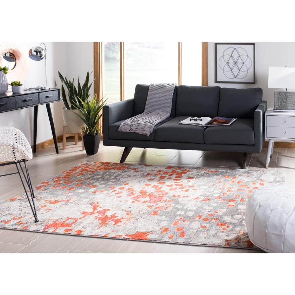 Madison MAD425 Power Loomed Area Rug - Grey/Orange - 8'x10' - Safavieh.