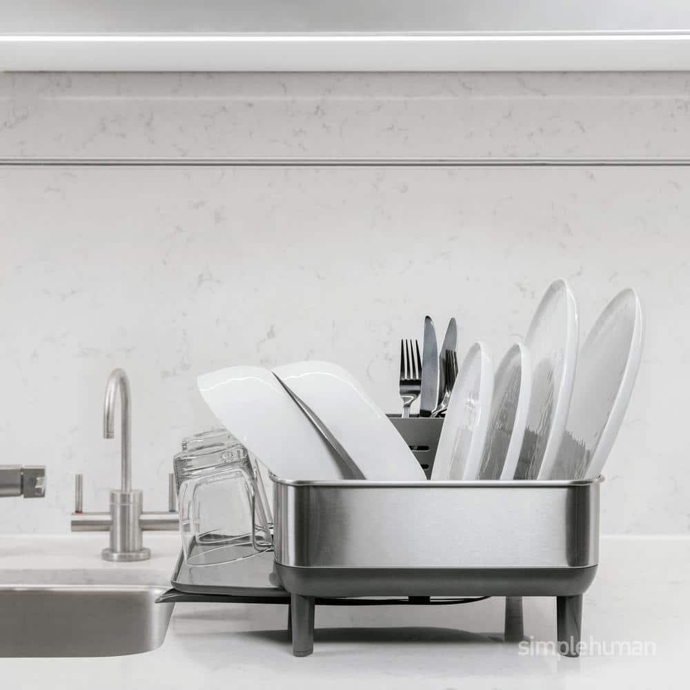 Simplehuman Compact Dish Drying Rack, Brushed Stainless Steel Frame