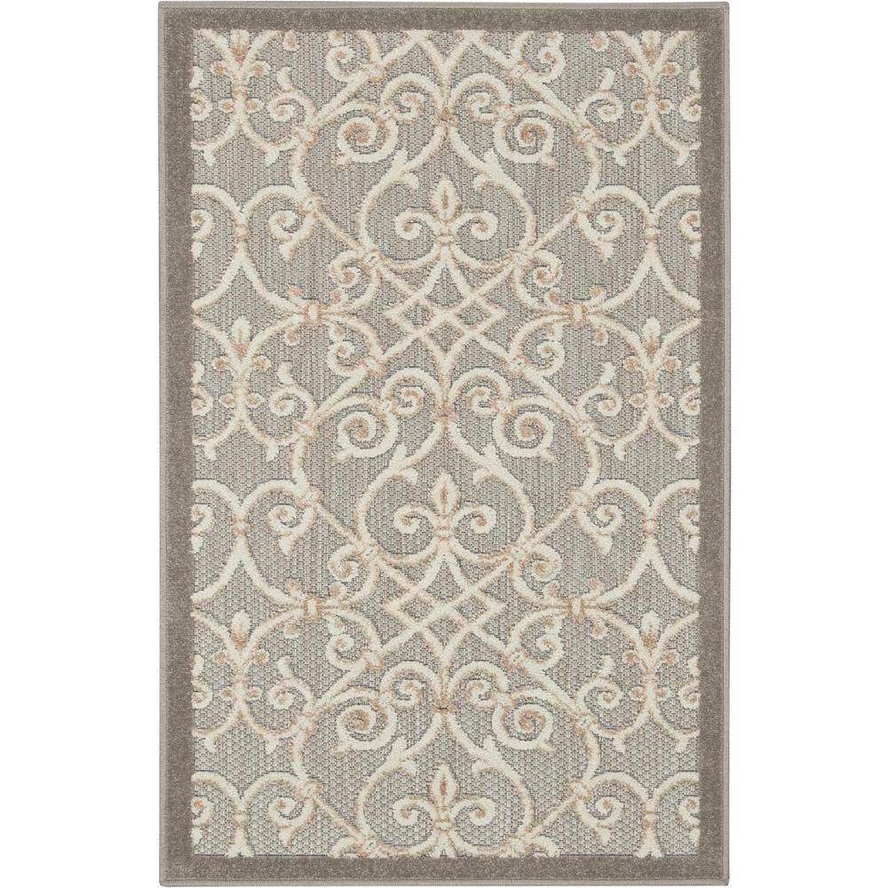 Nourison Aloha Contemporary Scroll Flatweave High-Low Indoor Outdoor Area Rug Natural 2'8" x 4'